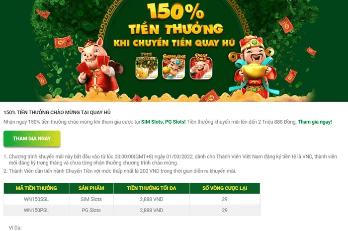 Khuyến mãi Fb88 Tiền thưởng khi chuyển thành quay hũ