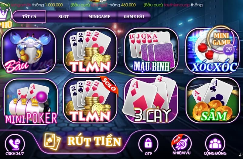 Game cược phong phú và cuốn hút
